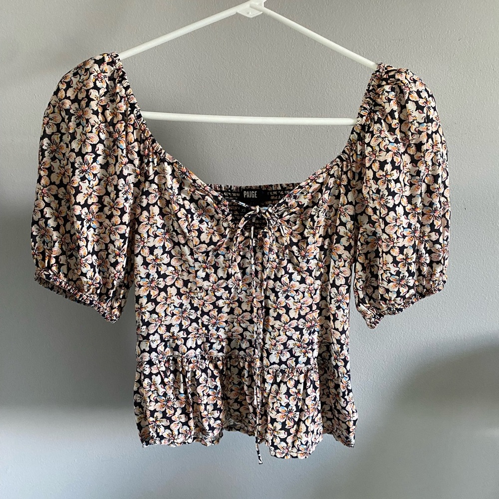 PAIGE Cream Smocked Puff Sleeve Blouse